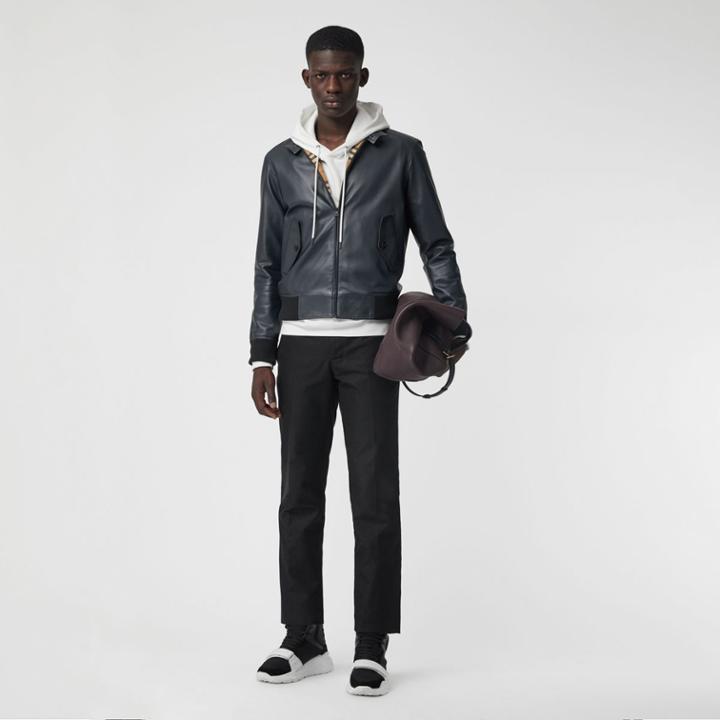 Burberry Burberry Lambskin Harrington Jacket, Size: 38, Blue