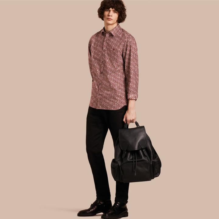 Burberry Burberry Painterly Dash Print Cotton Shirt, Size: Xxxl, Red