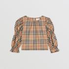 Burberry Burberry Childrens Puff-sleeve Vintage Check Stretch Cotton Blouse, Size: 12y