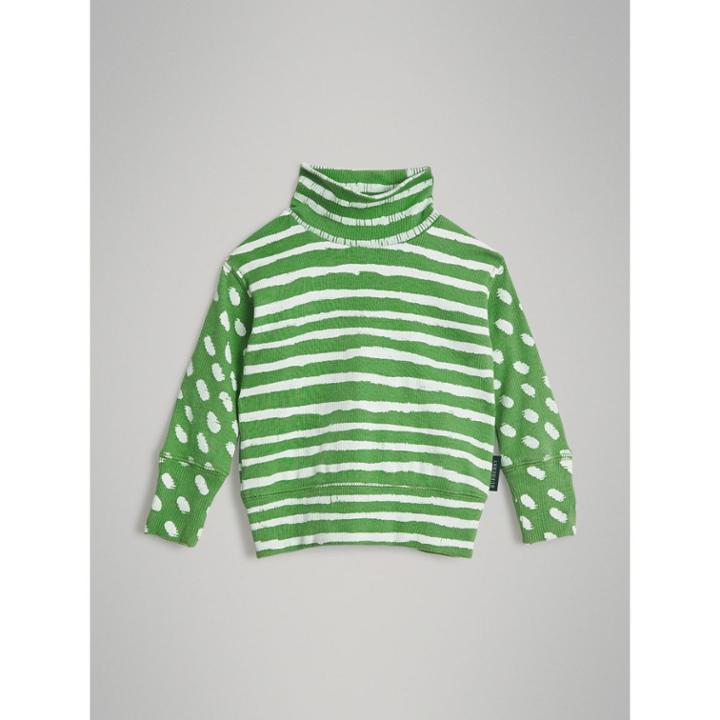 Burberry Burberry Roll-neck Spot And Stripe Print Cotton Sweater, Size: 3y