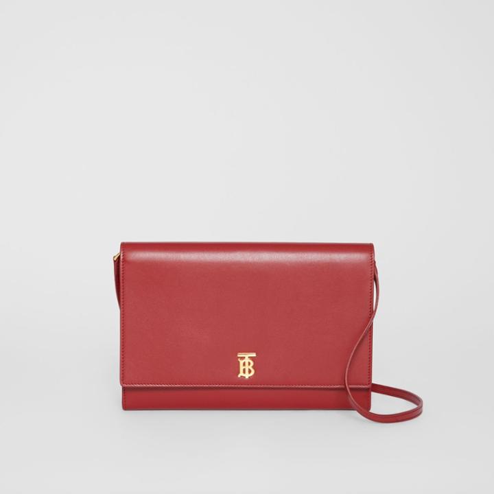 Burberry Burberry Monogram Motif Leather Bag With Detachable Strap, Red