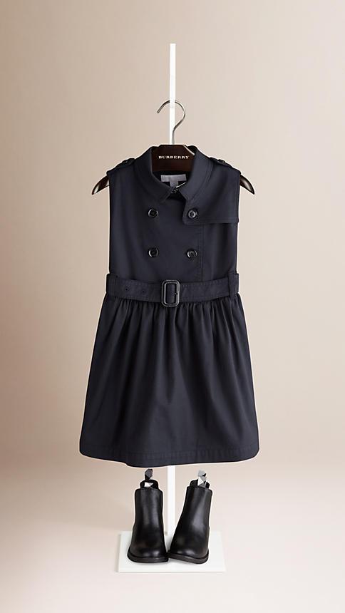Burberry Sleeveless Stretch Cotton Trench Dress