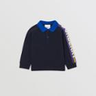 Burberry Burberry Childrens Long-sleeve Logo Print Cotton Polo Shirt, Size: 2y, Blue