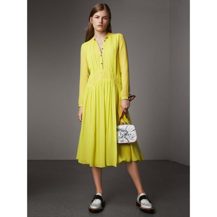 Burberry Burberry Gathered Silk Georgette Dress, Size: 06