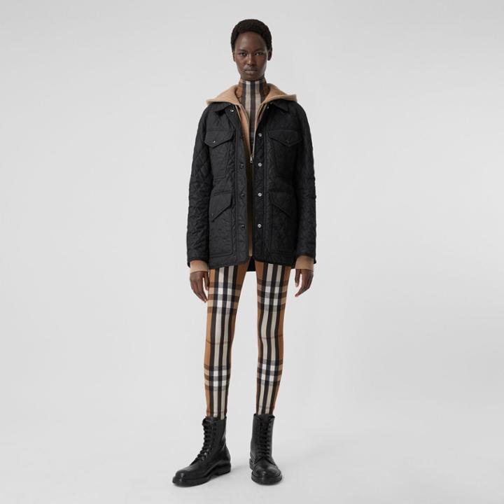 Burberry Burberry Diamond Quilted Nylon Canvas Field Jacket, Black
