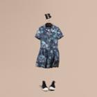 Burberry Burberry Garden Floral Print Silk Shirt Dress, Size: 10y, Blue
