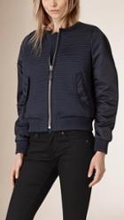Burberry Leather Trim Quilted Bomber Jacket