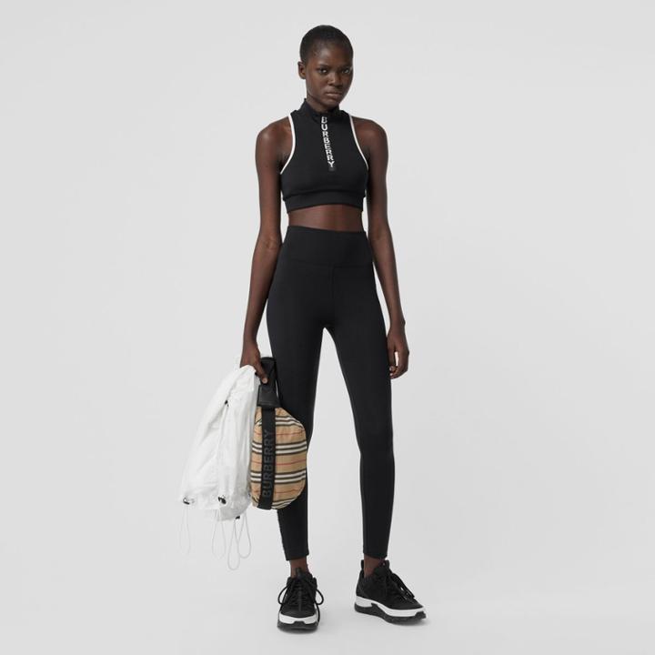 Burberry Burberry Logo Detail Stretch Jersey Cropped Top, Size: M, Black