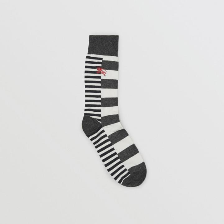 Burberry Burberry Contrast Stripe Cotton Blend Socks, White