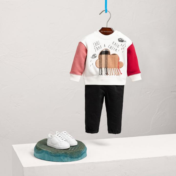 Burberry Burberry Weather Motif Cotton Sweatshirt, Size: 6m, Beige