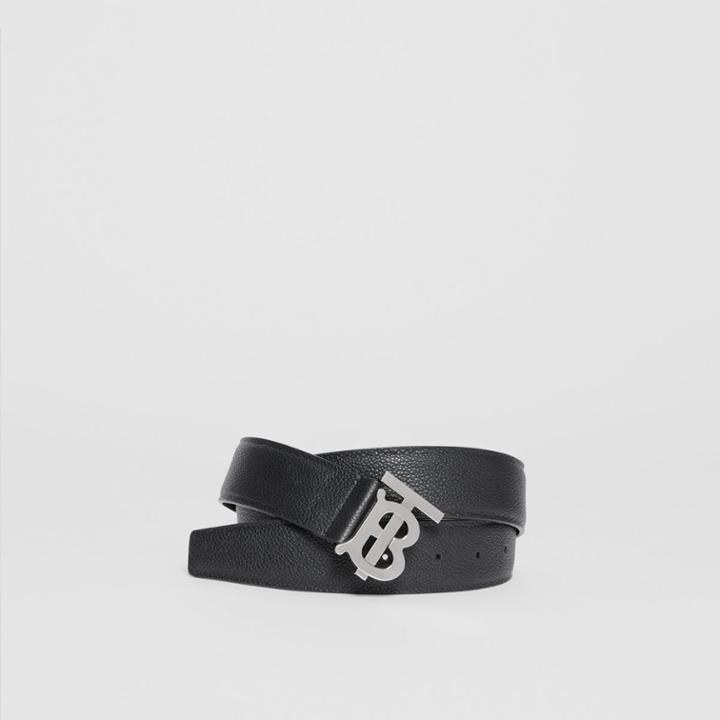 Burberry Burberry Monogram Motif Grainy Leather Belt, Size: 110, Black