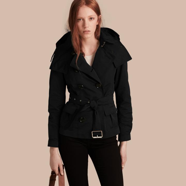 Burberry Burberry Showerproof Taffeta Trench Jacket With Detachable Hood, Size: 02, Green