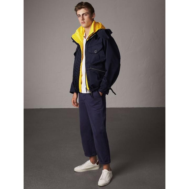 Burberry Burberry Technical Cropped Parka With Down-filled Warmer, Size: 40, Blue