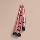 Burberry Burberry Scallop And Stripe Print Modal Wool Scarf, Pink