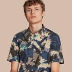 Burberry Short-sleeved Abstract Print Cotton Poplin Shirt