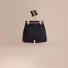 Burberry Burberry Check Detail Cotton Chino Shorts, Size: 14y, Blue