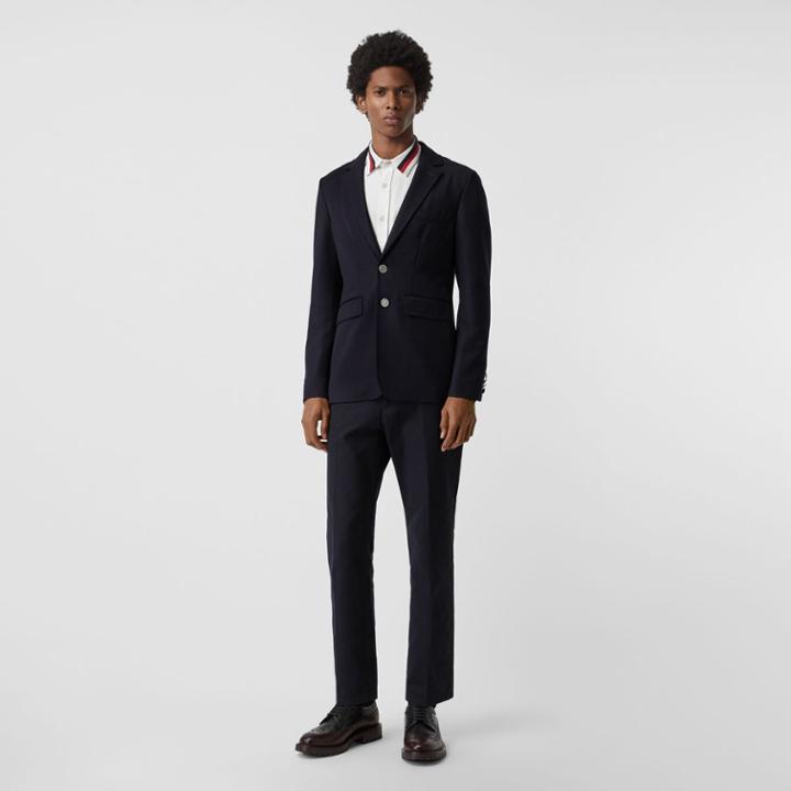 Burberry Burberry Slim Fit Metal Button Wool Gabardine Blazer, Size: 40r, Blue