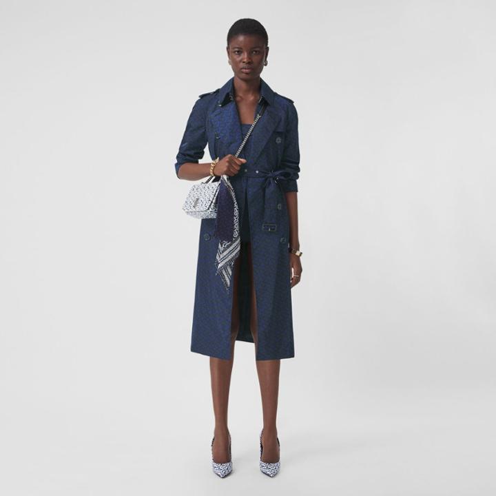 Burberry Burberry Monogram Print Nylon Trench Coat, Size: 12