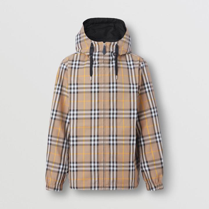 Burberry Burberry Reversible Check Cotton Blend Hooded Jacket, Size: Xl