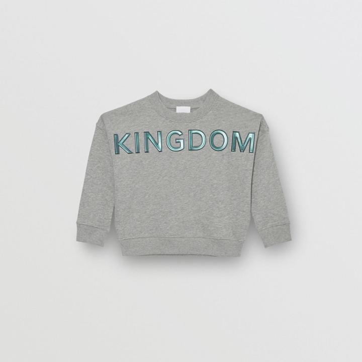 Burberry Burberry Childrens Kingdom Motif Cotton Sweatshirt, Size: 14y, Grey