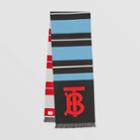 Burberry Burberry Striped Monogram Wool Silk Jacquard Scarf, Blue