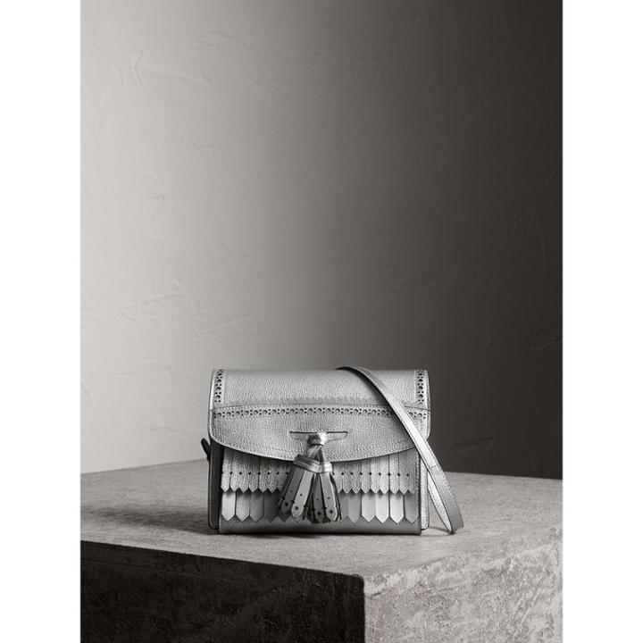 Burberry Burberry Brogue Detail Metallic Leather Crossbody Bag