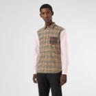 Burberry Burberry Contrast Check Panelled Cotton Shirt, Size: Xl, Beige
