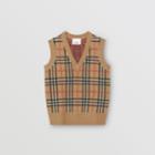 Burberry Burberry Childrens Check Merino Wool Jacquard Vest, Size: 12y, Beige