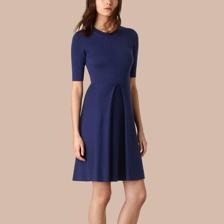 Burberry Burberry Knitted Silk Wool Dress, Blue