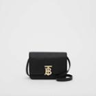 Burberry Burberry Mini Grainy Leather Tb Bag, Black