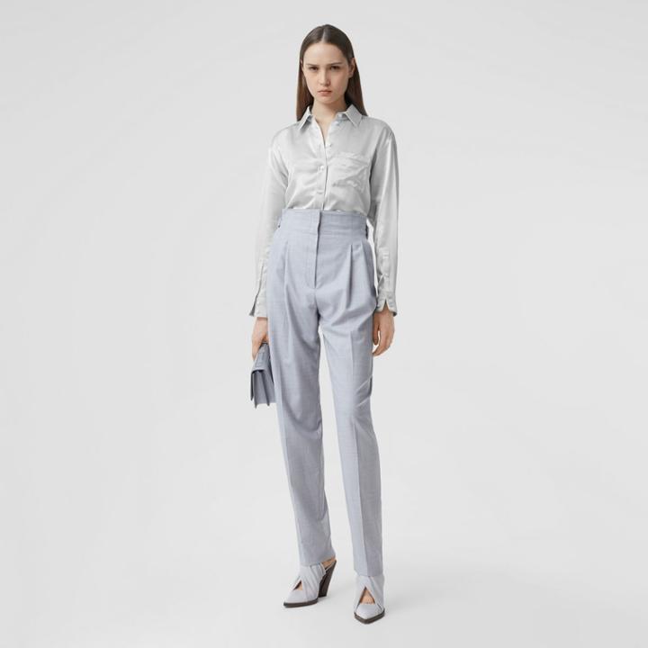 Burberry Burberry Silk Satin Shirt, Size: 02, Grey