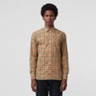 Burberry Burberry Equestrian Knight Check Cotton Shirt, Size: M, Beige