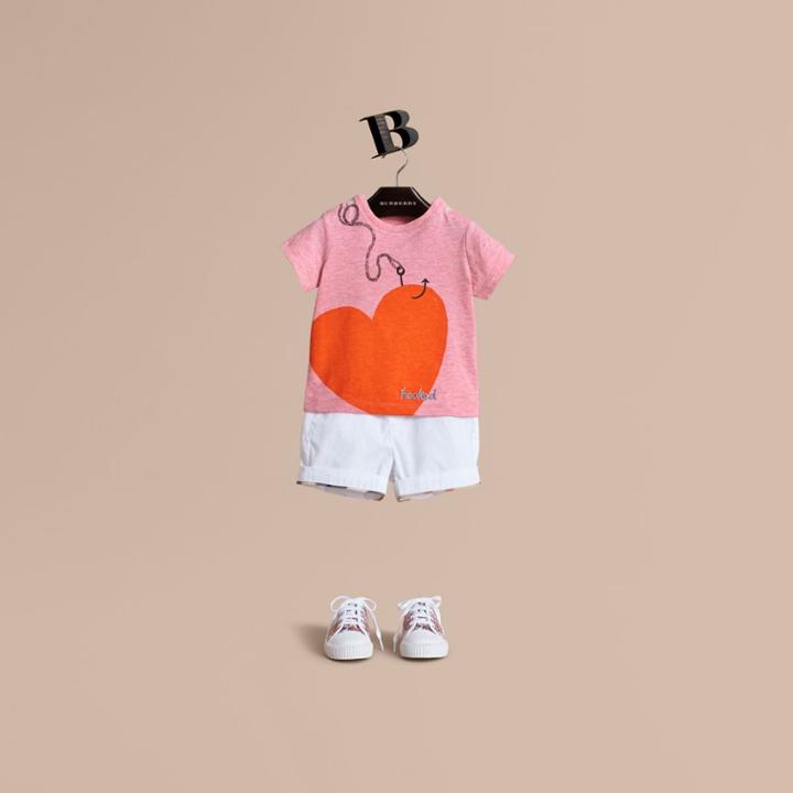 Burberry Burberry Hooked Heart Motif Cotton T-shirt, Size: 18m, Pink
