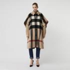 Burberry Burberry Reversible Check Wool Blend Poncho, Brown