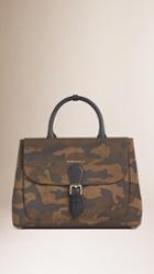 Burberry The Medium Saddle Bag In Camouflage Suede