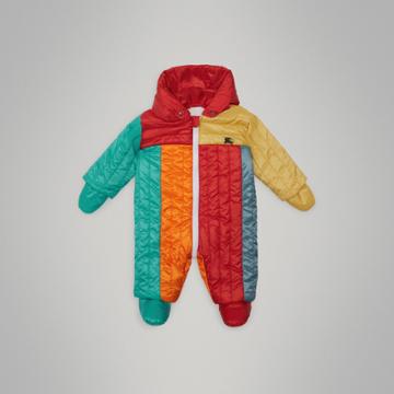 Burberry Burberry Colour Block Quilted Puffer Suit, Size: 3m, Red