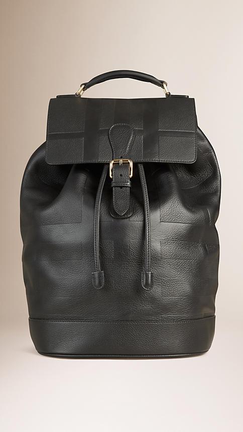 Burberry Check Embossed Leather Backpack