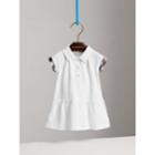Burberry Burberry Check Detail Stretch Cotton Piqu Dress, Size: 2y, White