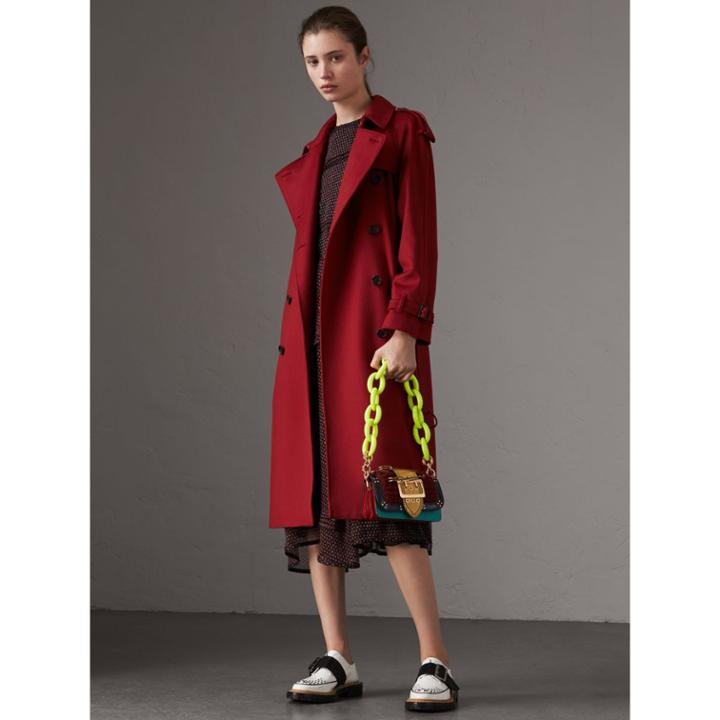 Burberry Burberry Cashmere Trench Coat, Size: 02, Red