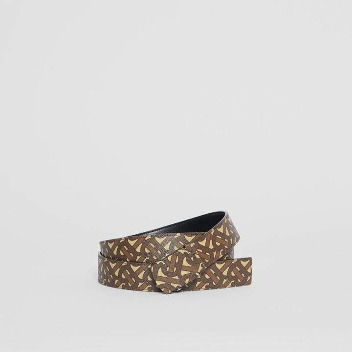 Burberry Burberry Monogram Print E-canvas Belt, Size: 115, Brown