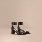 Burberry Burberry Buckle Detail Patent Leather Sandals, Size: 36, Black