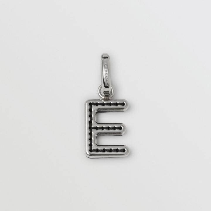 Burberry Burberry Leather-topstitched 'e' Alphabet Charm, Grey