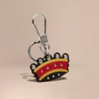 Burberry Burberry Crown Key Ring In Leather, Red