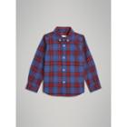 Burberry Burberry Button-down Collar Check Flannel Shirt, Size: 14y, Blue