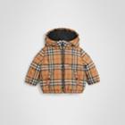 Burberry Burberry Childrens Vintage Check Down-filled Hooded Jacket, Size: 18m, Yellow