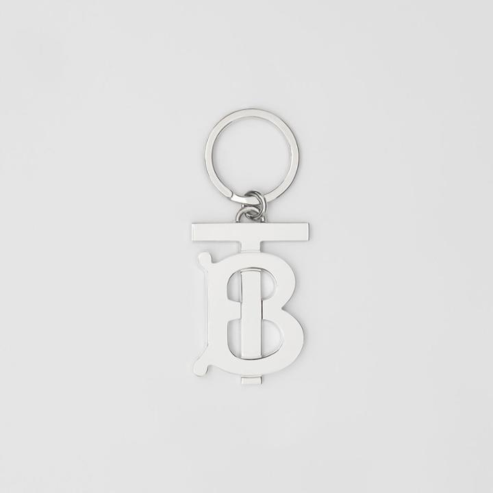 Burberry Burberry Monogram Motif Palladium-plated Key Ring, Grey