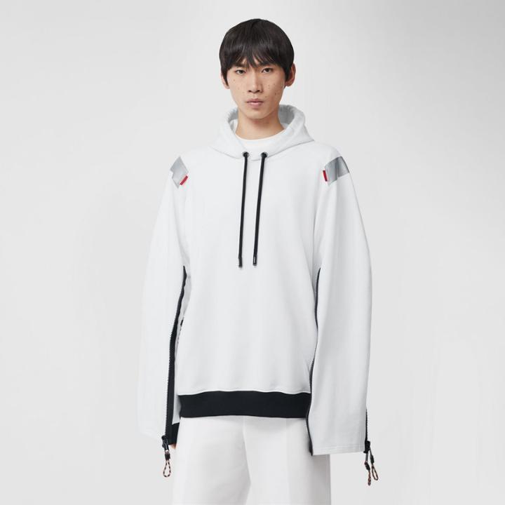 Burberry Burberry Zip Detail Swan Print Cotton Hoodie, Size: Xxl, White