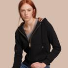 Burberry Burberry Hooded Zip-front Cotton Blend Sweatshirt, Black