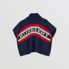 Burberry Burberry Childrens Logo Panel Cable Knit Wool Cashmere Poncho, Blue