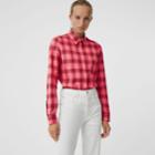 Burberry Burberry Check Cotton Shirt, Size: 04, Red